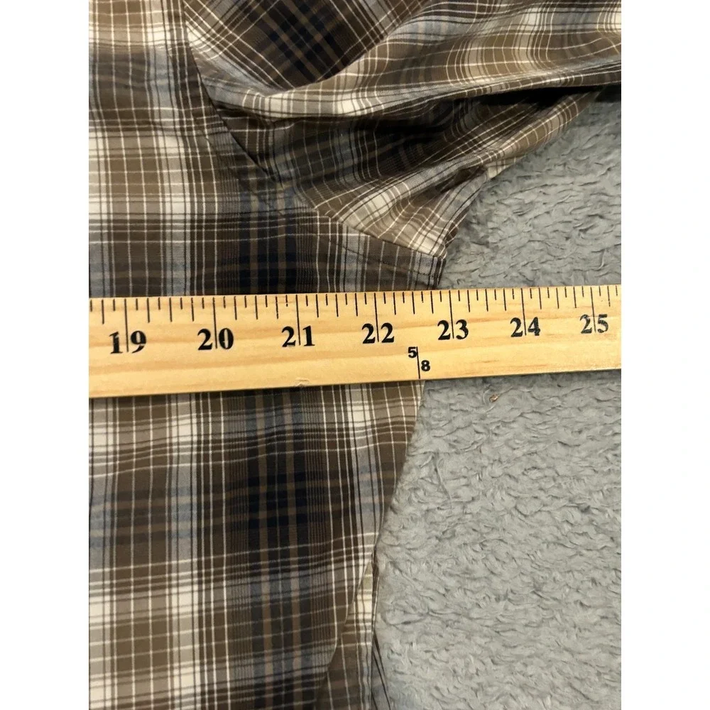 Banana Republic Mens L Brown Plaid Slim Fit Long Sleeve Button Up Shirt